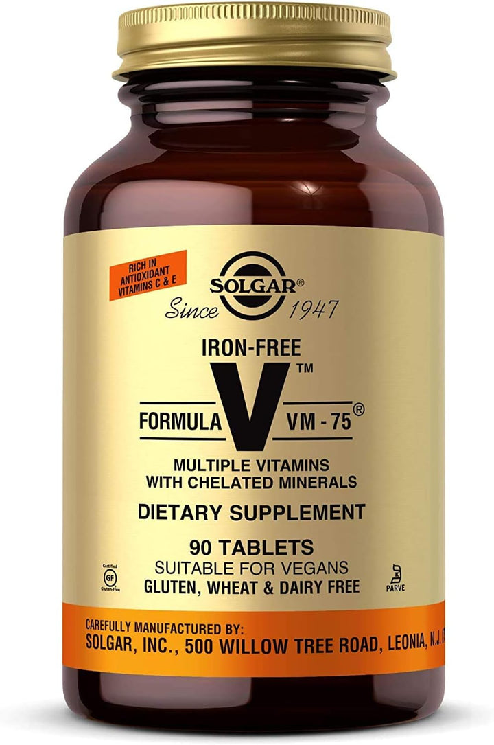 Solgar Fórmula sin hierro VM-75, 90 tabletas \u2013 Multivitamínico...