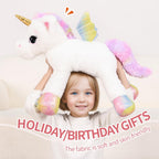 Almohada de Juguete de Peluche de Unicornio Grande de 24 Pulgadas, Lindo Unicornio Gigante Suave con Alas de Arcoíris Muñeca Grande, Regalo para Niños, Niñas, Chicos, San Valentín, Cumpleaños