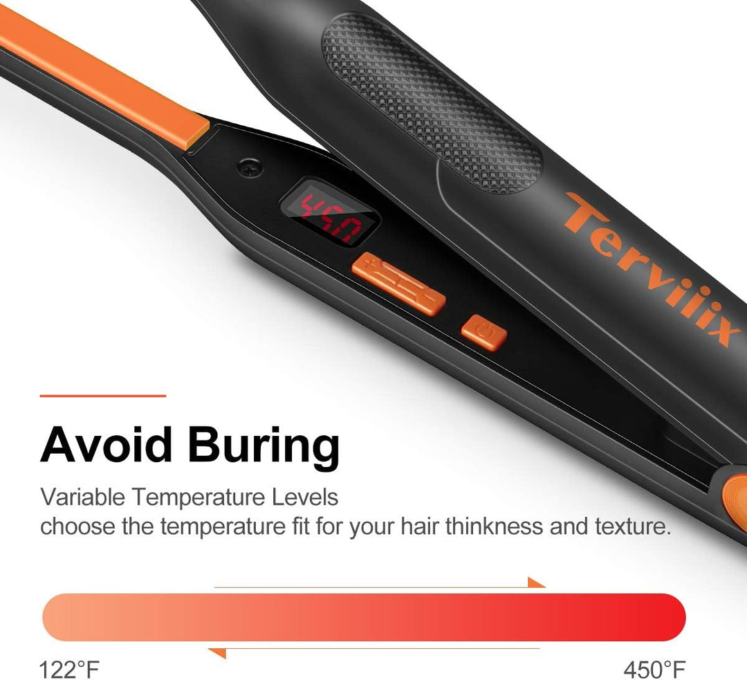 Terviiix - Plancha plana pequeña para cabello corto, temperatura aj...