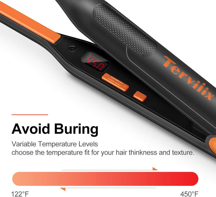 Terviiix - Plancha plana pequeña para cabello corto, temperatura aj...