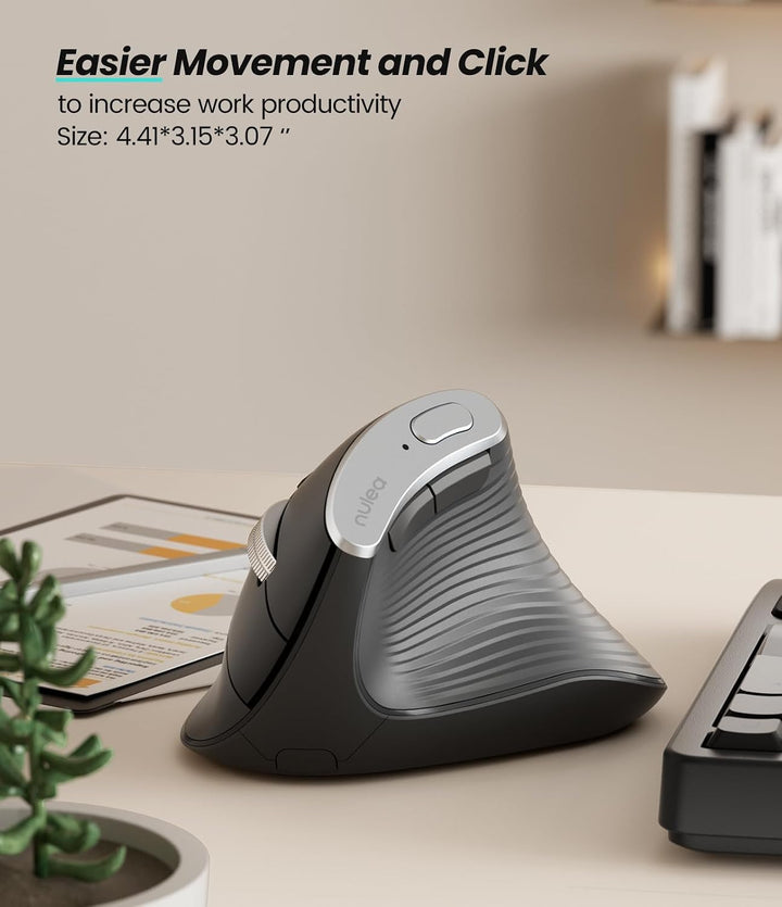 Nulea M510 - Mouse vertical inalámbrico, ergonómico para un seguimi...