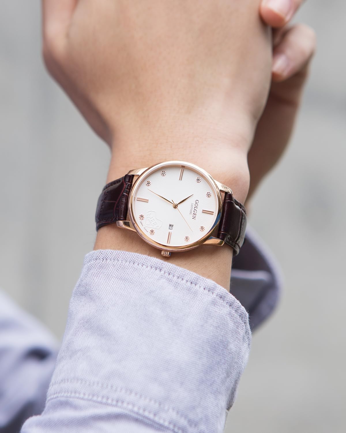 Reloj de vestir minimalista para hombre, clásico movimiento de cuarzo japonés, reloj de pulsera casual de negocios con ventana de fecha única, resistente a los arañazos