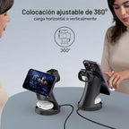 Estación de carga inalámbrica 3 en 1 para dispositivos Apple, cargador Magsafe para iPhone 17 16 15 14 13 12 Pro/Max/Plus/Mini estación de carga inalámbrica para AirPods 2/3/4/Pro iWatch Ultra11/10/9/8/7/SE/6/5/4/3/2