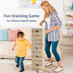 Juegos familiares de torre gigante para niños y adultos, 60 bloques de madera de pino de Nueva Zelanda que se apilan hasta 5 pies para interiores y exteriores, juegos de patio para la familia