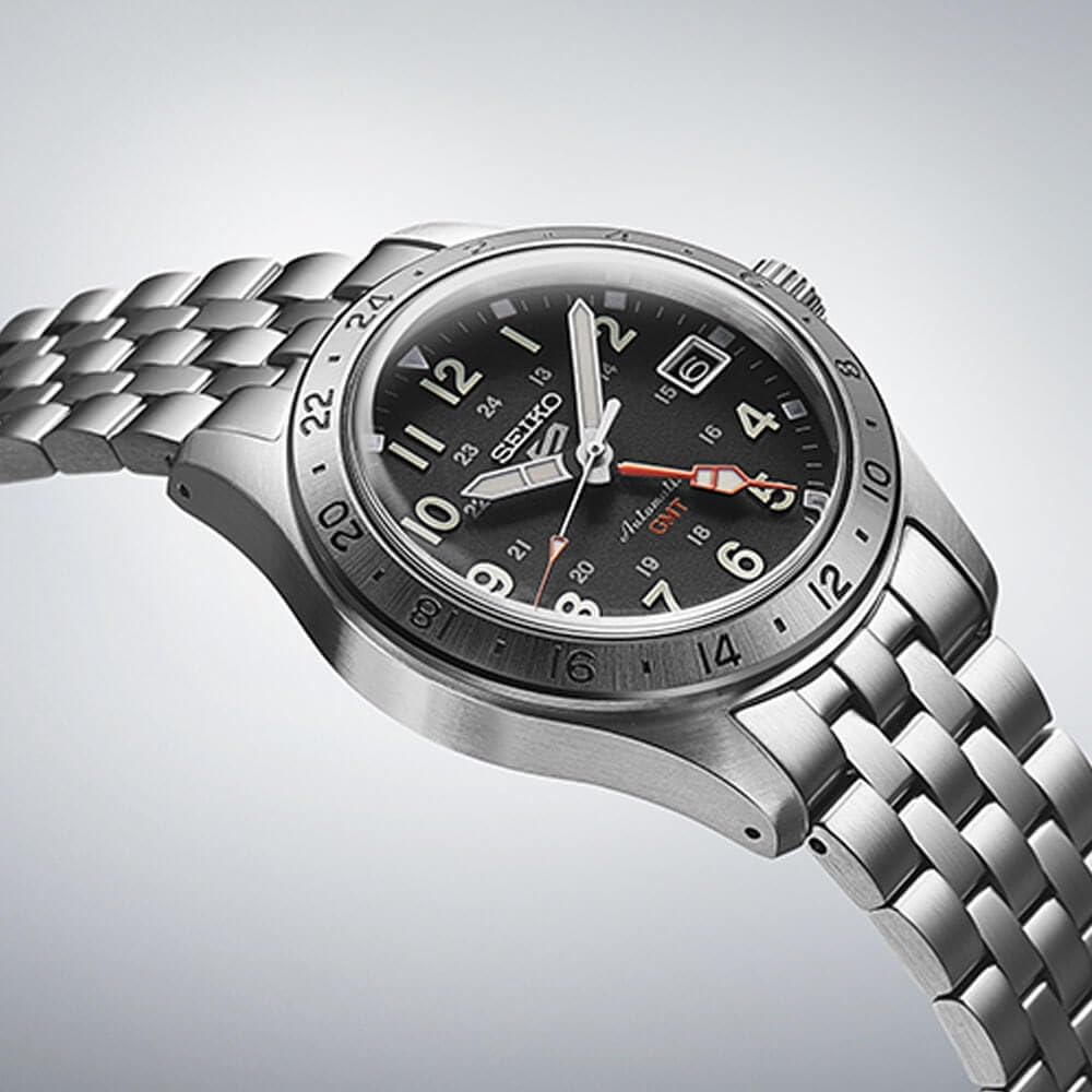 Reloj automático SEIKO para hombre - Colección 5 Sports - Reloj deportivo para hombre, acero inoxidable, aguja GMT - Resistente al agua 100M