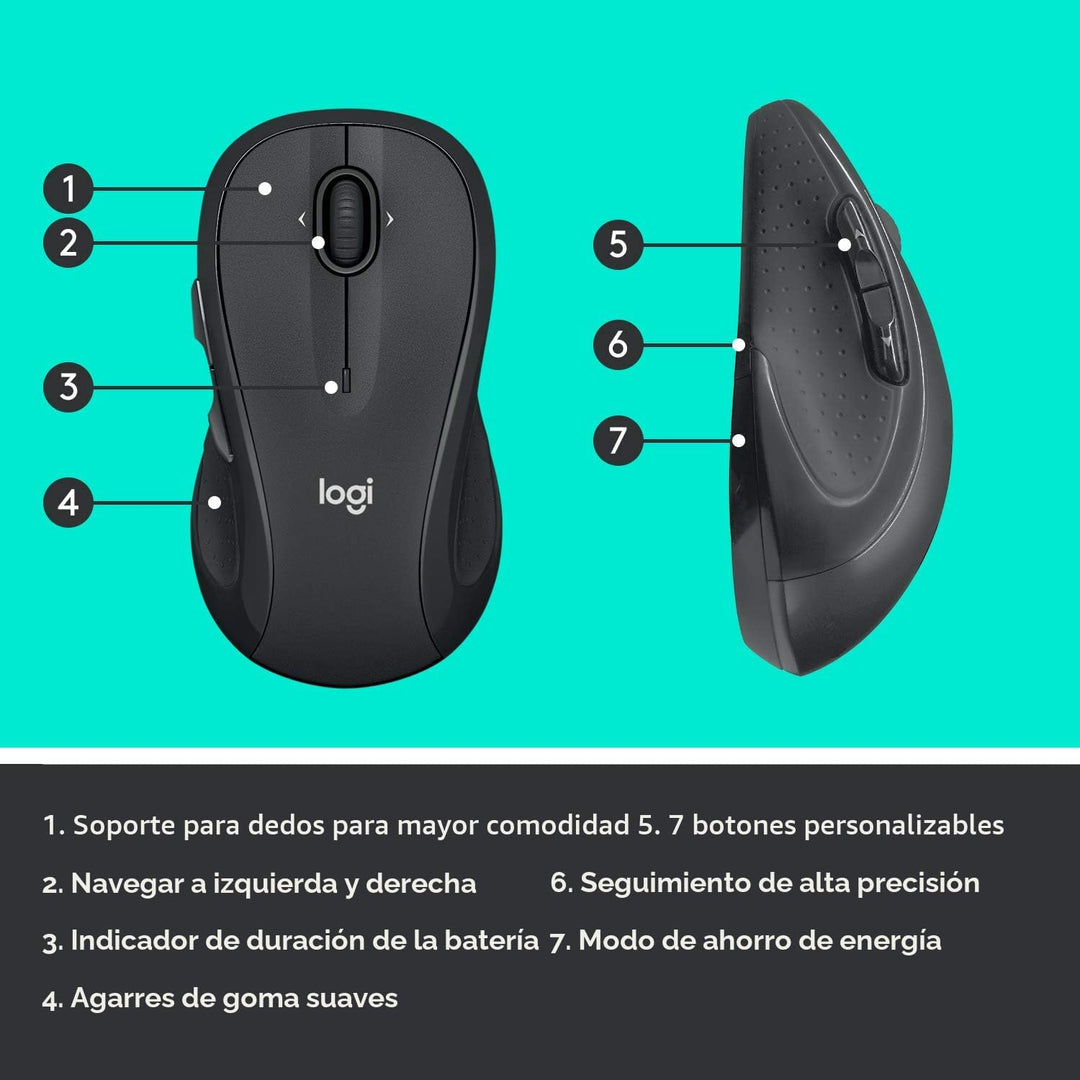 Logitech M510 - Mouse inalámbrico, ratón para laptop y PC con recep...