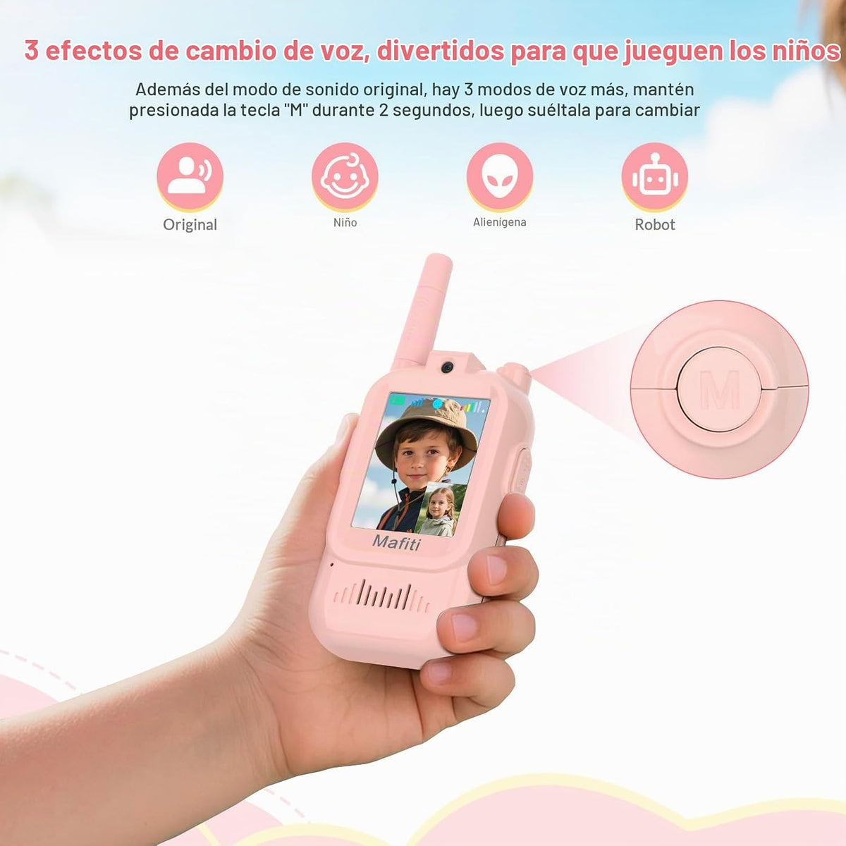 Mafiti Toys Walkie Talkies de Video para Niños 2 Paquetes Recargables de Larga Alcance