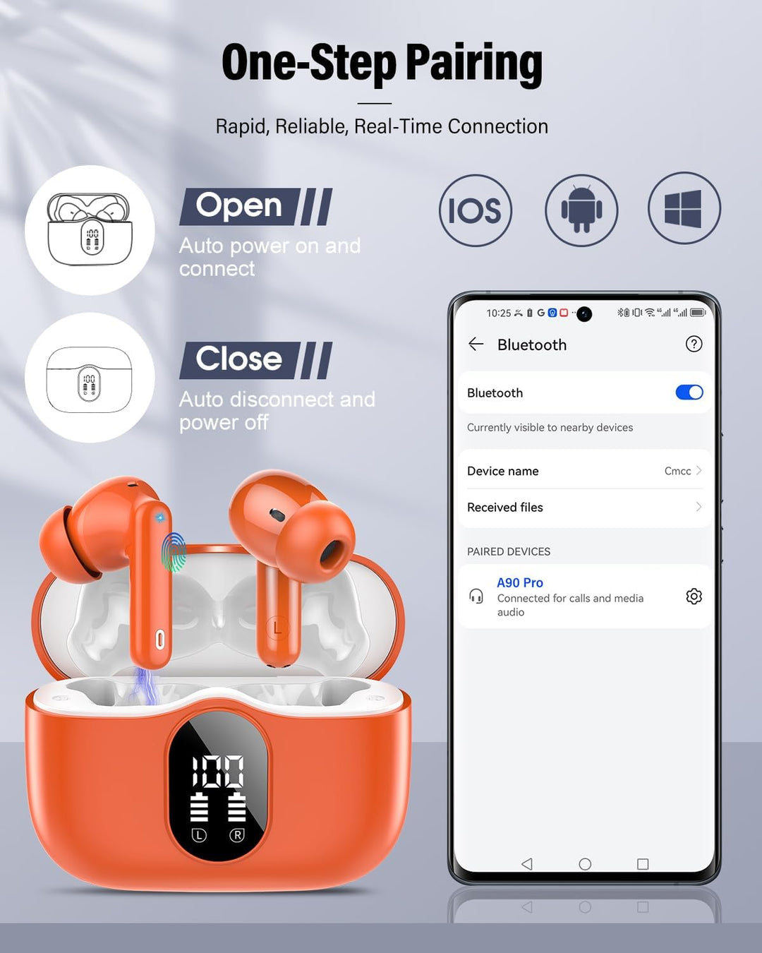 Auriculares inalámbricos, auriculares Bluetooth 5.4 con graves esté...