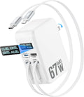 4 en 1 cargador de pared retráctil, cargador de teléfono retráctil 67W con