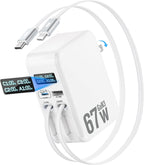 4 en 1 cargador de pared retráctil, cargador de teléfono retráctil 67W con