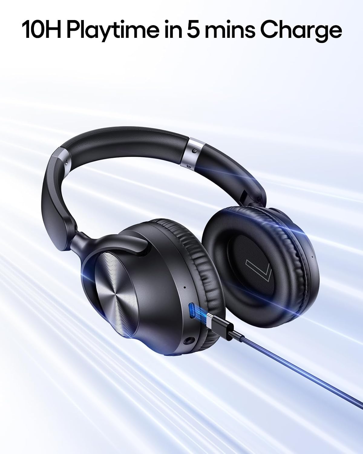 TAGRY Auriculares híbridos con cancelación activa de ruido, 100 horas de reproducción, inalámbricos, sobre la oreja, Bluetooth con carga rápida, audio de alta resolución