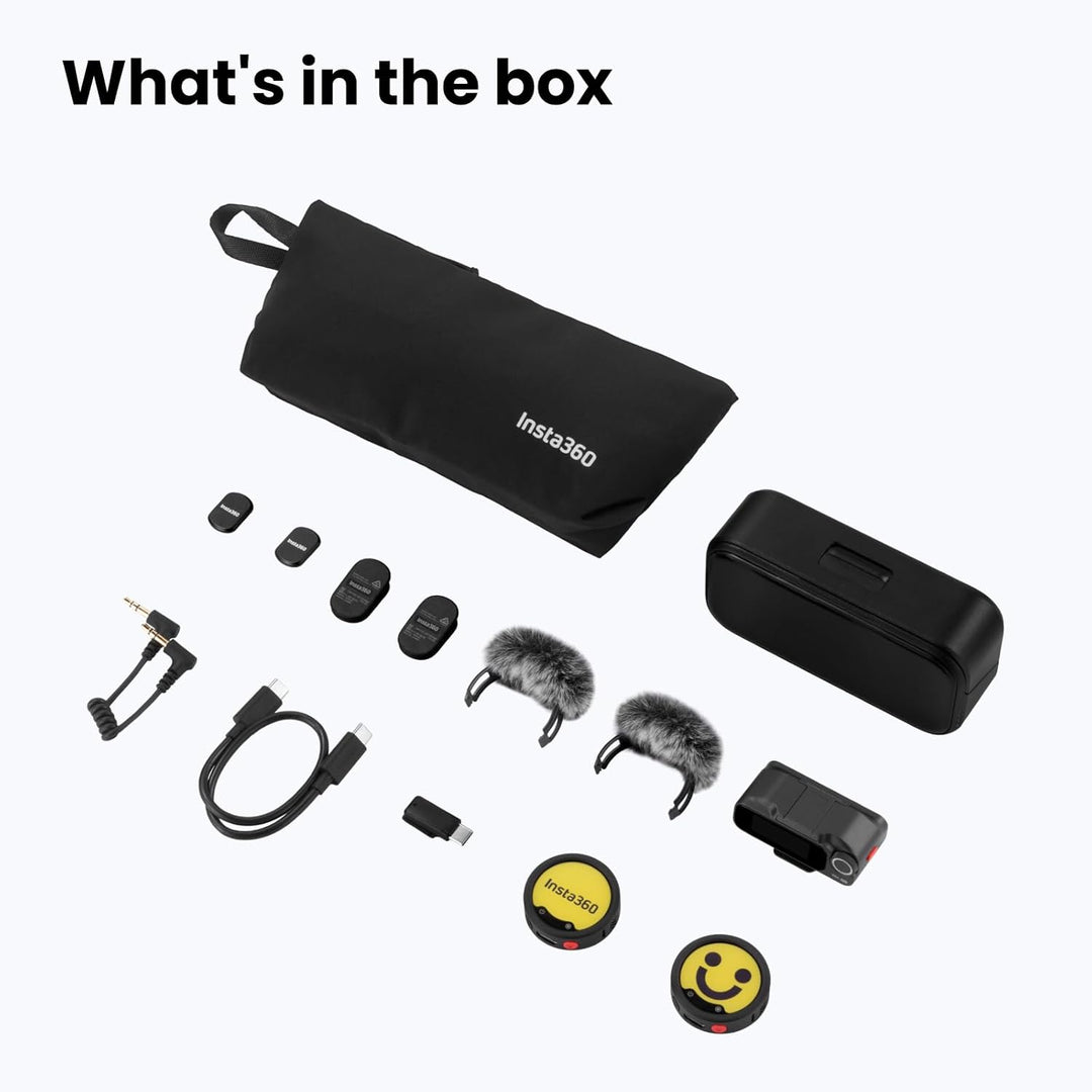 Insta360 Mic Pro (2 TX + 1 RX + estuche de carga), mini micrófono L...