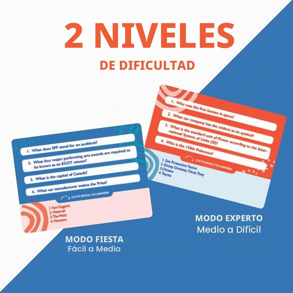 Trivia for Everyone - Juego de trivia para adultos y adolescentes, más de 1500 preguntas y 2 niveles de dificultad - Divertido juego de cartas familiar para noches de juegos, fiestas