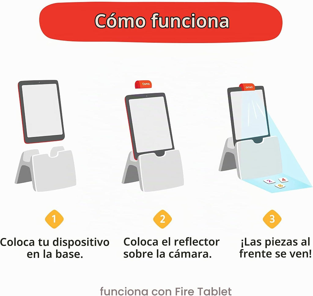 Osmo - Kit de iniciación de Little Genius para tableta Fire - 4 juegos educativos de aprendizaje - Edad preescolar 3-5 años - Fonética, resolución de problemas y creatividad - Juguetes STEM para niños