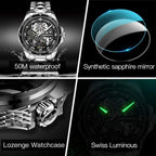 OLEVS Relojes para hombre Big Face Relojes automáticos de acero inoxidable