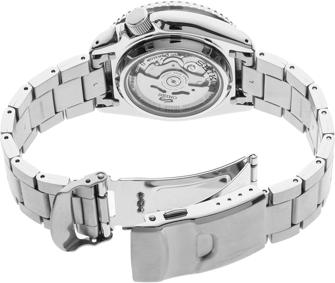 SEIKO Reloj automático para hombre – 5 deportes – calendario día/fecha, agujas y marcadores LumiBrite y bisel giratorio, 328.1 ft resistente al agua