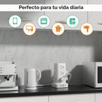 Regleta de alimentación con 12 tomas, 4 USB (1 USB C), cable de extensión de 10 pies con múltiples tomas, estación de carga, torre de regleta de alimentación, suministros de escritorio de oficina en