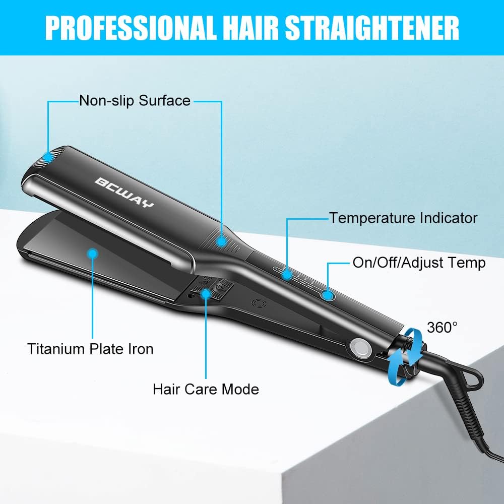 Bcway Plancha de pelo profesional, plancha plana de titanio flotant...