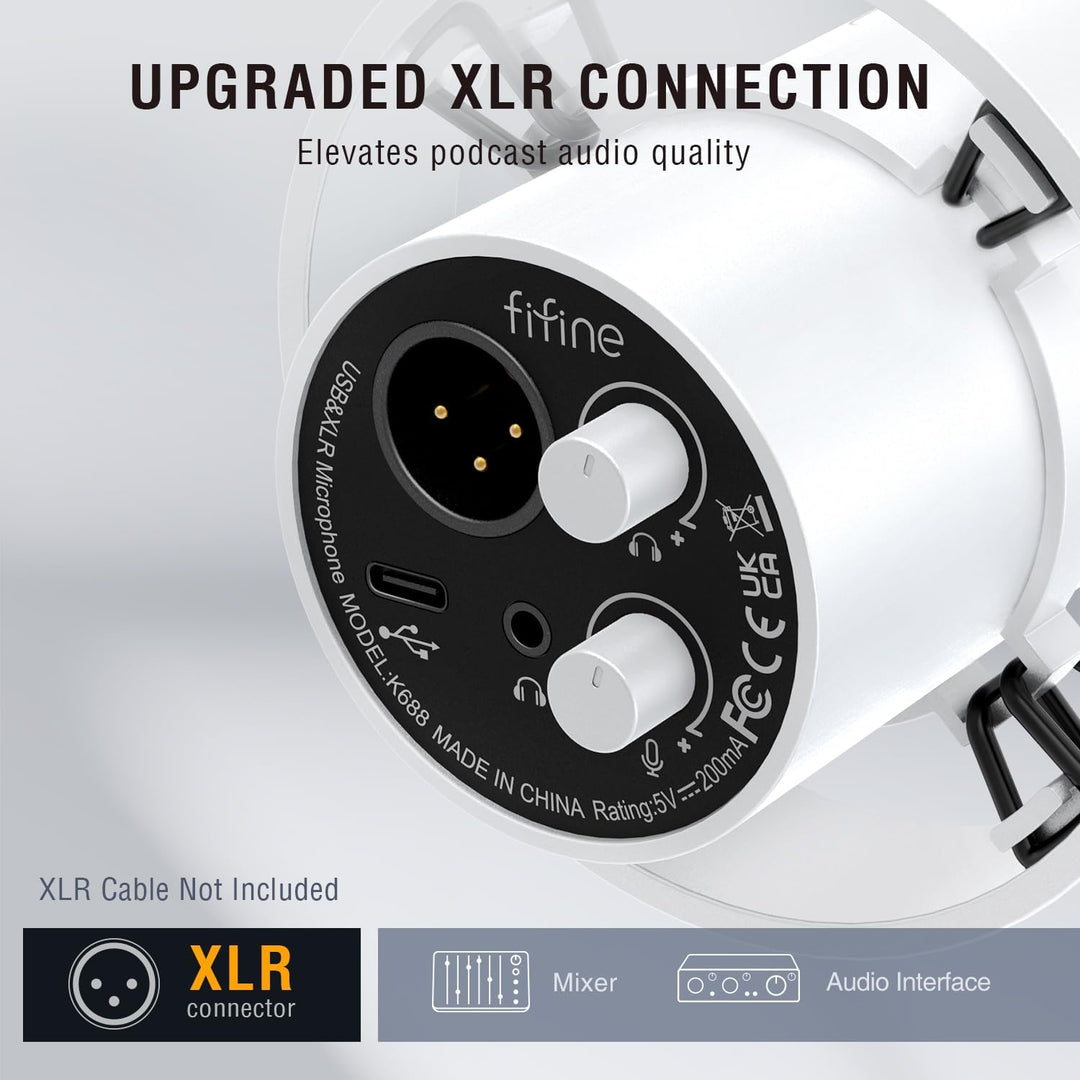 FIFINE Micrófono dinámico de estudio XLR, micrófono USB para PC y p...