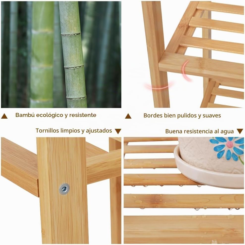 Perchero de bambú para ropa de 6 niveles, estante colgante de ropa con ganchos laterales, estante de ropa resistente, organizador portátil de armario