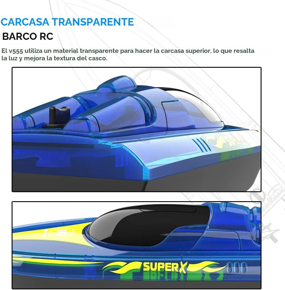 Akargol Bote RC con LED - Barco de control remoto para piscinas y l...