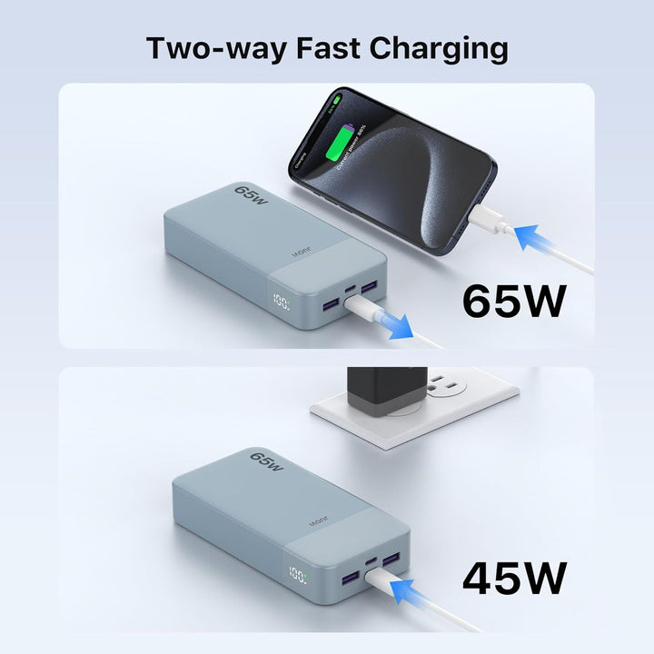 JUOVI Cargador portátil de 65 W, banco de energía de 20000 mAh, com...