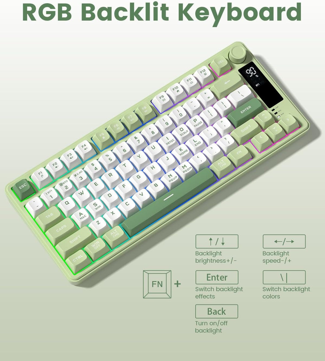 Womier DK75 75% Wireless Gaming Keyboard, RGB Backlit Creamy Keyboa...