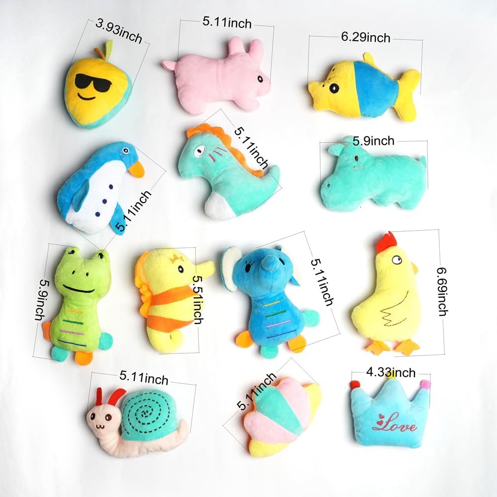 HDMOTU Paquete de 26 juguetes chirriantes suaves para perros pequeños y medianos, juguetes chirriantes favoritos lindos y cómodos para cachorros, multicolor para cachorros