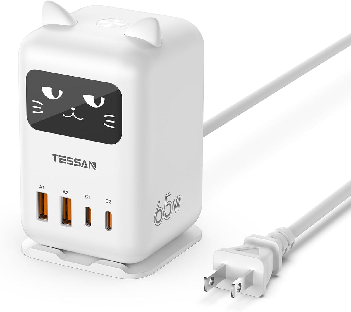 USB C Cargador Bloque PD 65W, Estación de Carga TESSAN para Múltiples Dispositivos