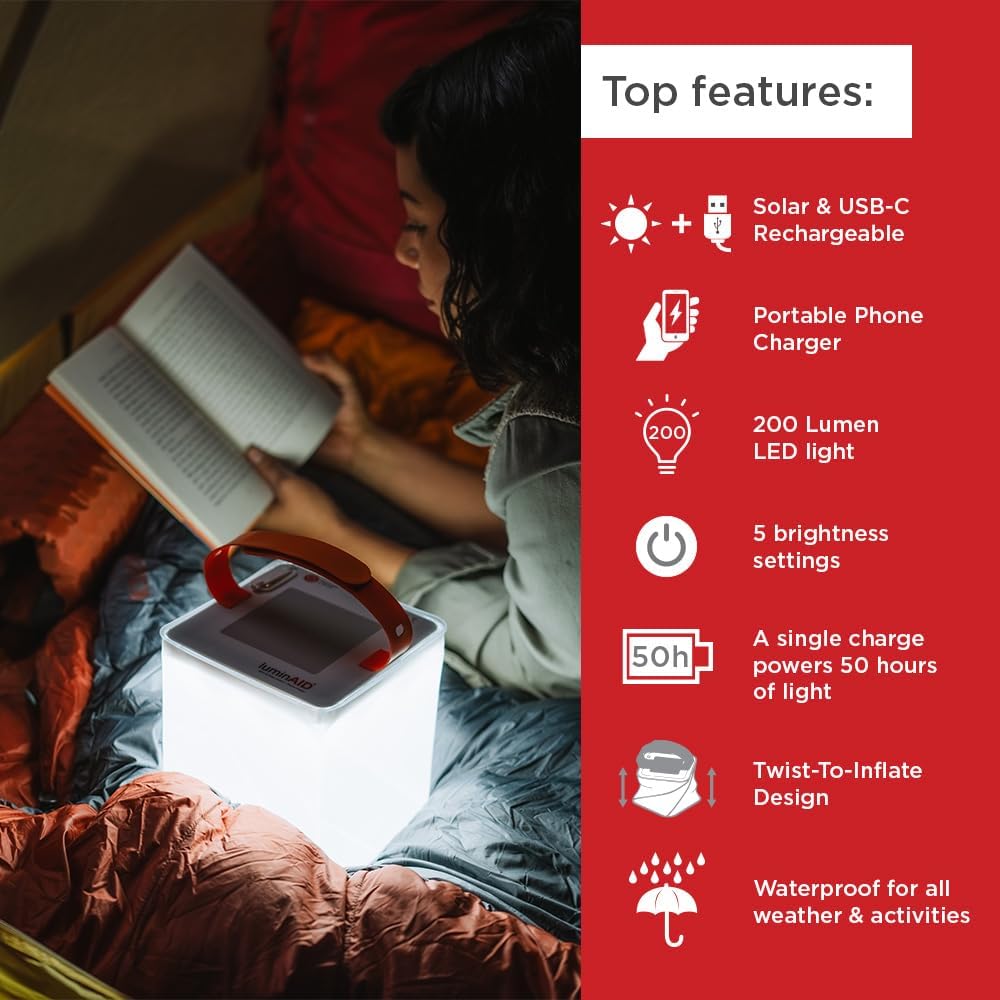 Lámpara LuminAID Max 2 en 1 linterna de camping inflable LED solar y cargador de