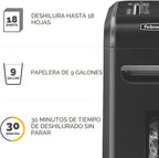Sistema de papelera extraíble de 9 galones con capacidad para 18 hojas, trituradora IntelliShred 99Ci a prueba de atasco, color negro