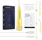 TOVENDOR Irrigador dental eléctrico de agua, hilo dental inalámbrico, irrigador oral IPX7, Amarillo
