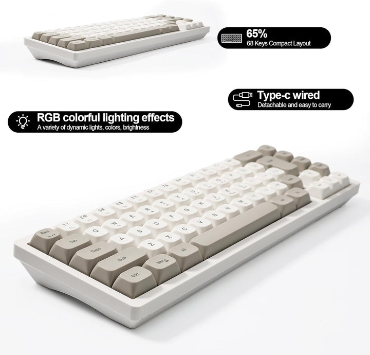 Teclado de memoria para juegos RGB con cable. 65% Mini teclado de c...