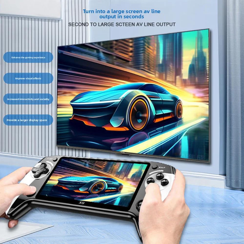 Consola de Mano Retro X9 - Consola de Juego Portátil con Pantalla IPS HD de 5.5 pulgadas, Juegos Clásicos, Soporta Conexión a TV, Más de 10 Emuladores y 5 Horas de Duración de Batería