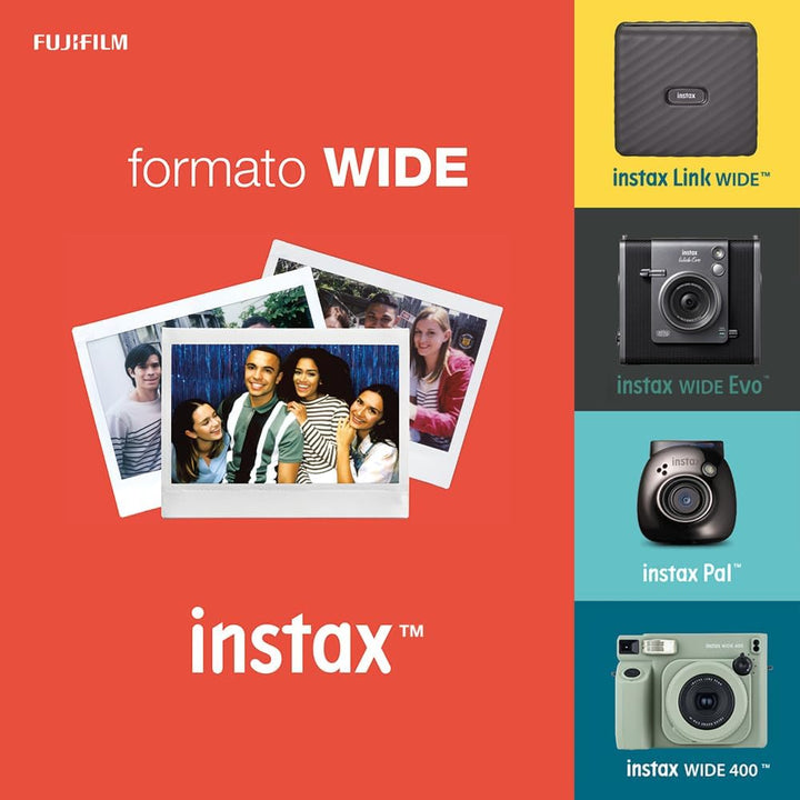Fujifilm instax Wide película instantánea con 20 fotos, color blanc...