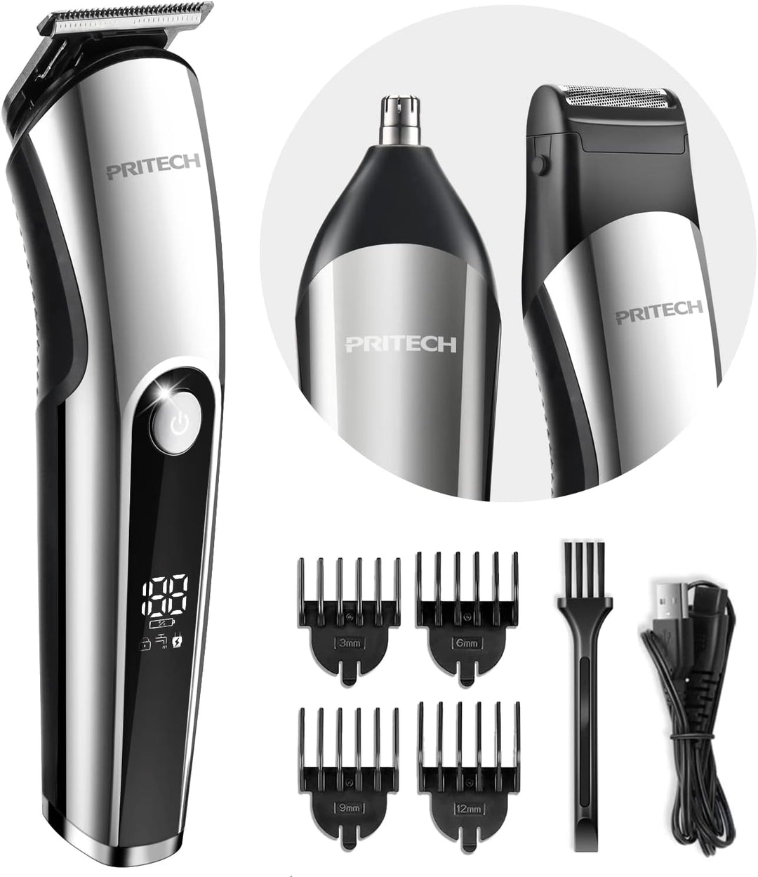 PRITECH Cortadora de Barba para Hombre, Kit de 3 en 1 de Cortadores...