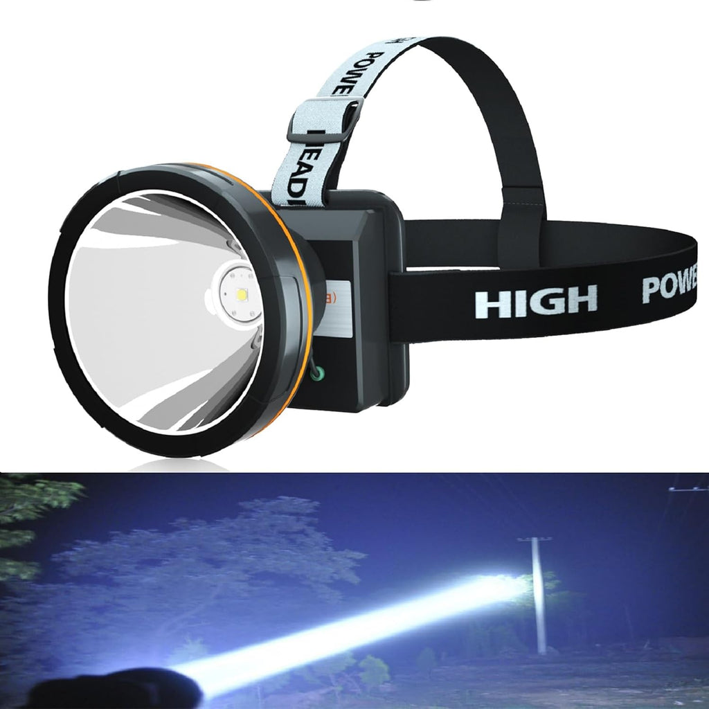 Odear Linterna de LED para la cabeza, con luz muy brillante, recargable. Luz para la cabeza, con batería, para caza, camping, o pesca.