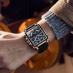 OLEVS Relojes para Hombre Cuadrados de Cuarzo Piel Impresión Fresca Resistente al Agua Moda Casual