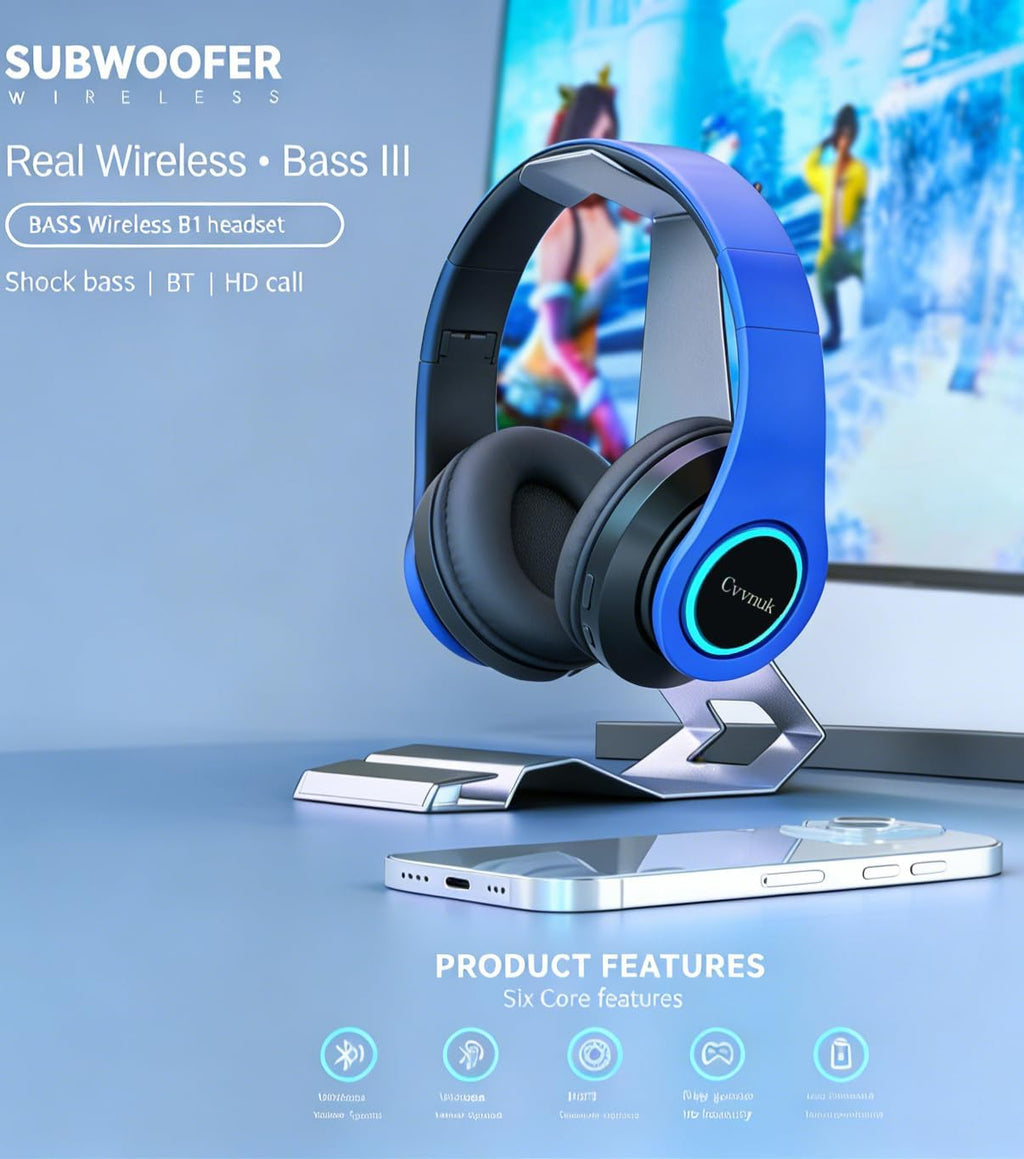 Los auriculares inalámbricos premium cuentan con una función de emisión de luz y se pueden llevar por encima de las orejas. Ofrecen un tiempo de reproducción de 24 horas y audio de alta