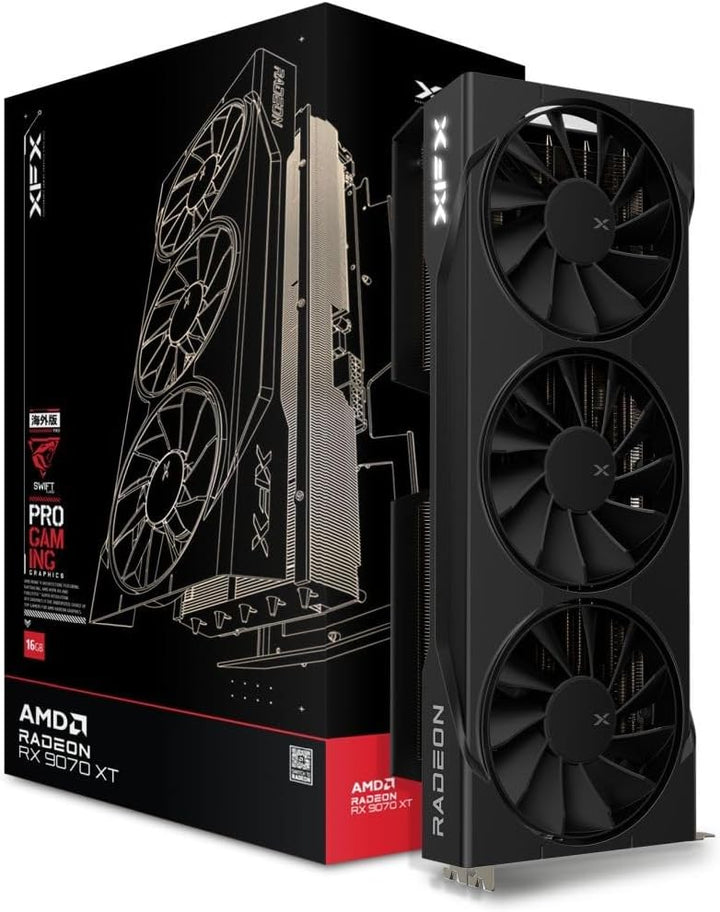 XFX Swift AMD Radeon RX 9070 XT Edición de juegos con ventilador tr...