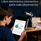 Telescopio para niños, 1.969 in, 100 x telescopio de plata para