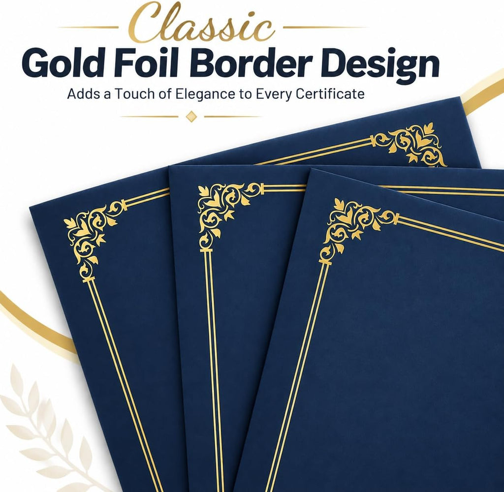 Porta certificados azul marino (paquete de 30), cubiertas de diploma, borde