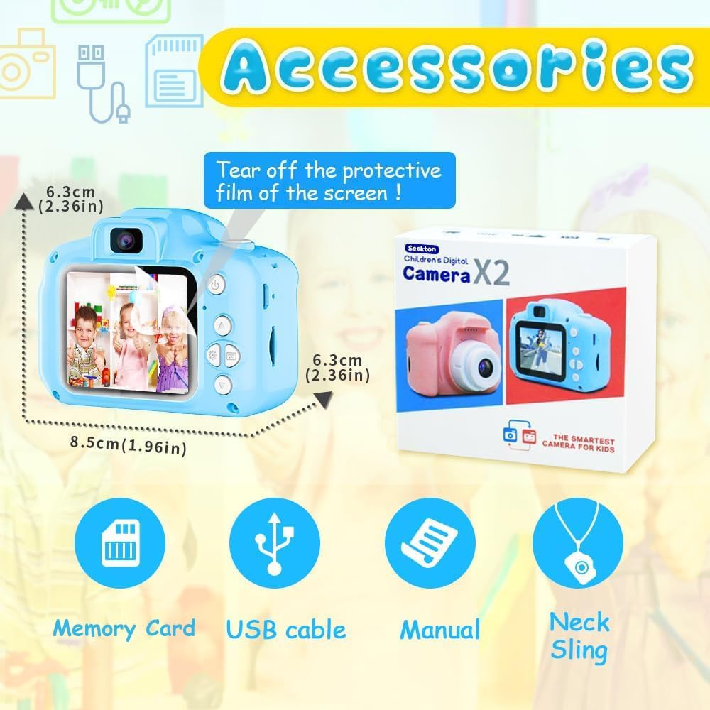 Seckton Cámara de selfie mejorada para niños, regalos de cumpleaños...