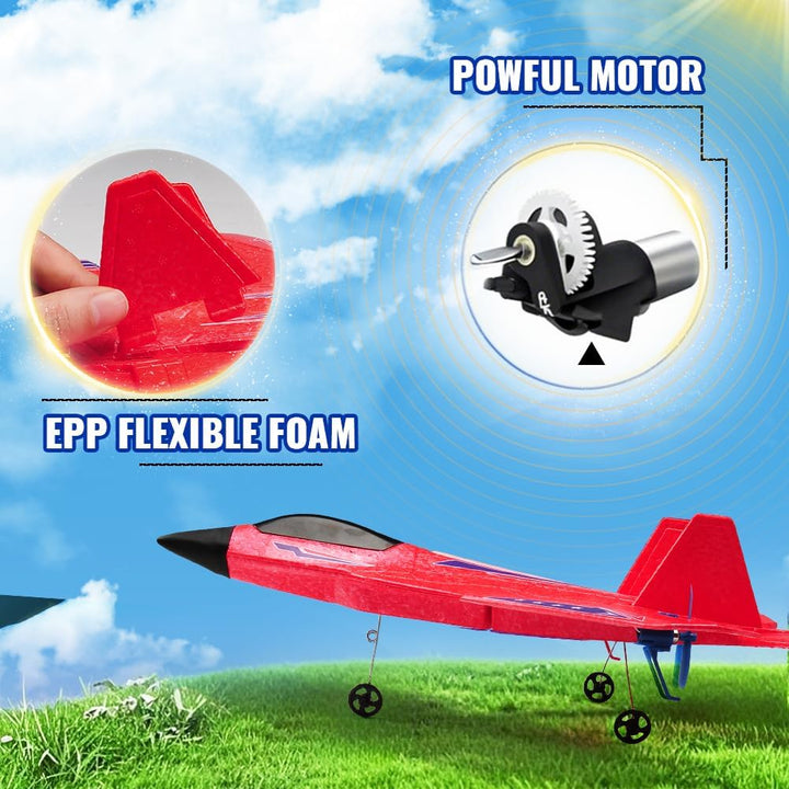 Avión RC Rojo F-22 Raptor para Niños, Vehículo de Juguete RC Mejora...