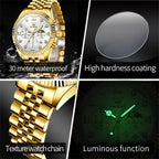OLEVS Reloj para hombres, cuarzo, acero inoxidable, vestir, impermeable, luminoso