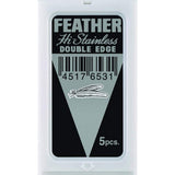 100 cuchillas de afeitar Hi-stainless de Feather con doble filo