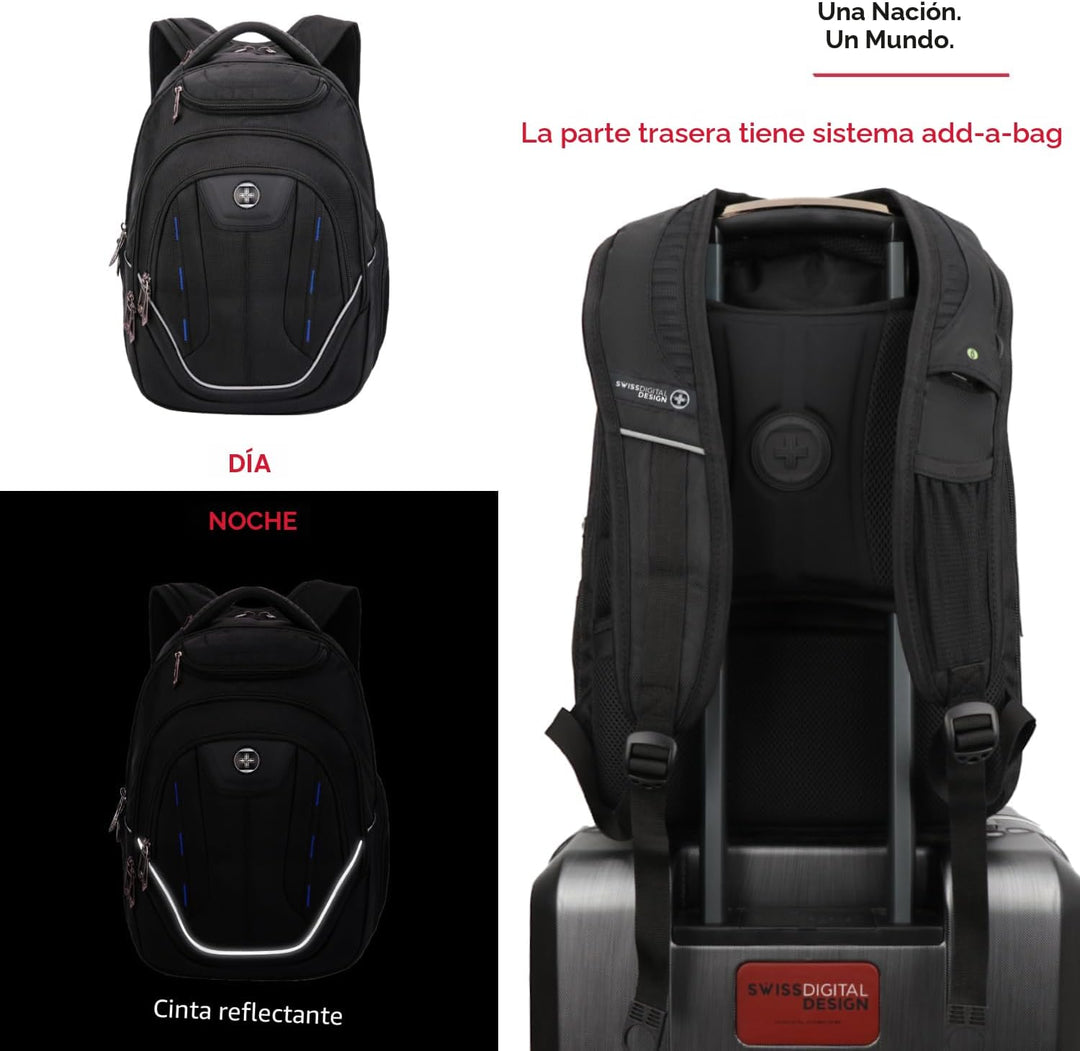 Swissdigital Design TSA - Mochila para laptop de negocios para homb...