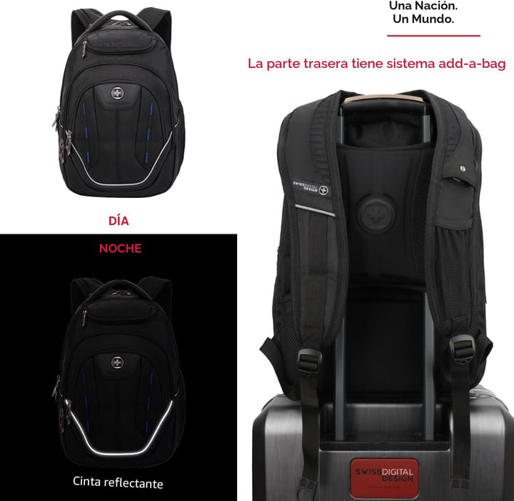 Swissdigital Design TSA - Mochila para laptop de negocios para homb...