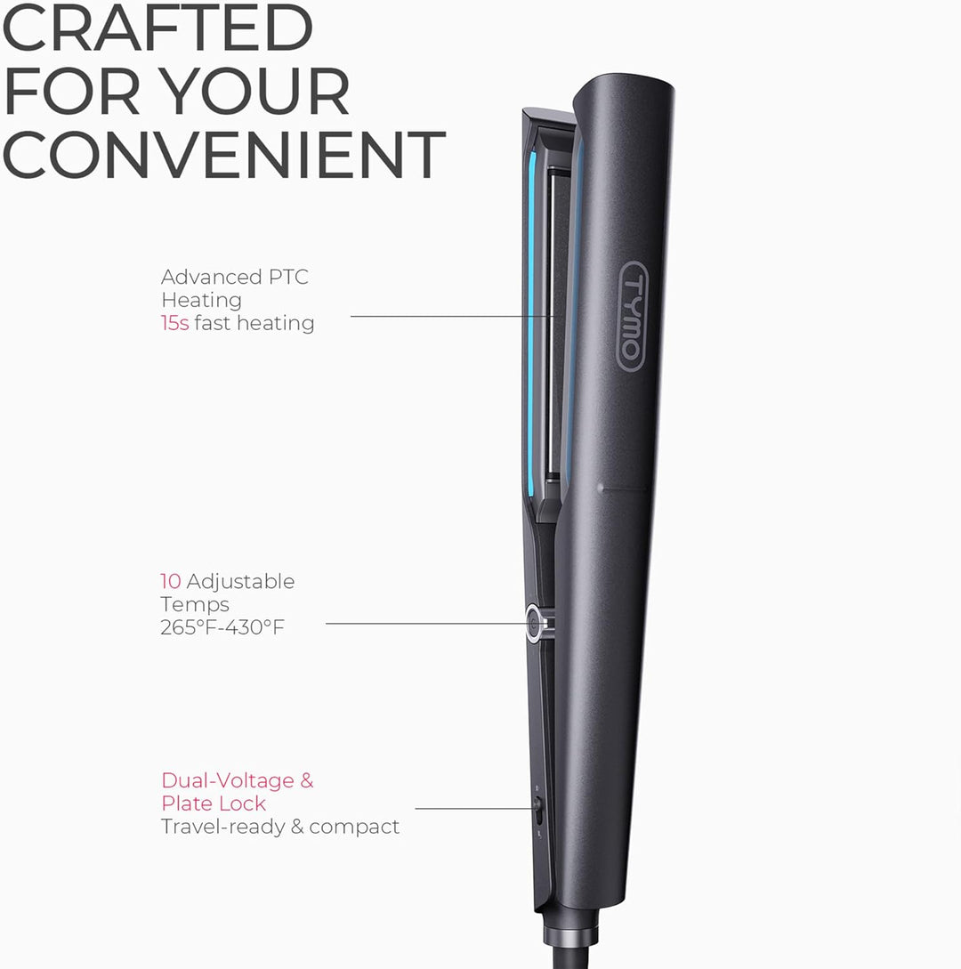 TYMO Plancha plana 2.0 para mujer, plancha de pelo 2 en 1 de largo...