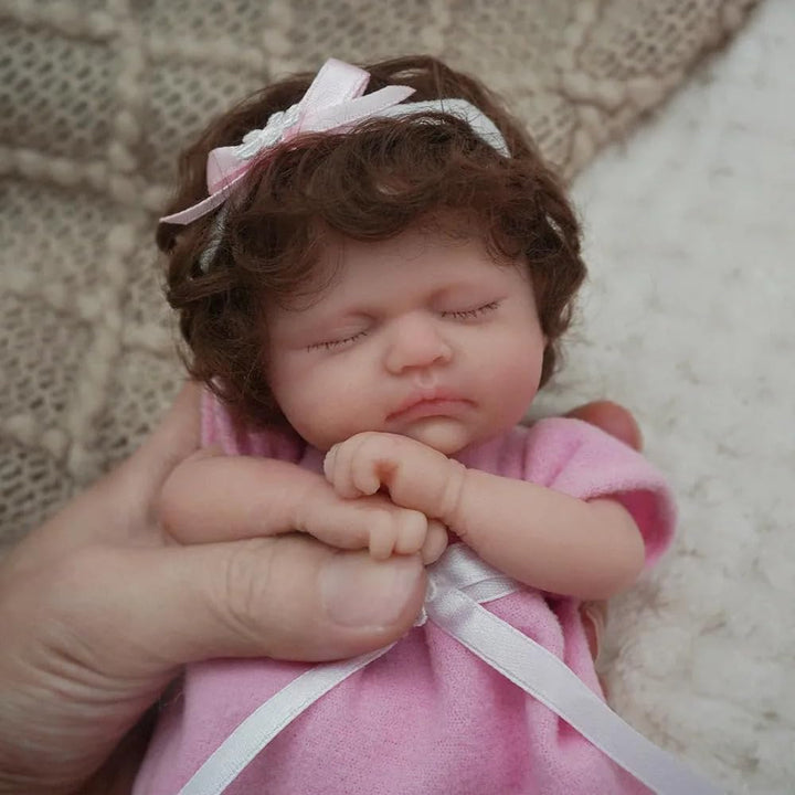 MYREBABY Muñeca de bebé de silicona mini de 7 pulgadas, muñeca reci...